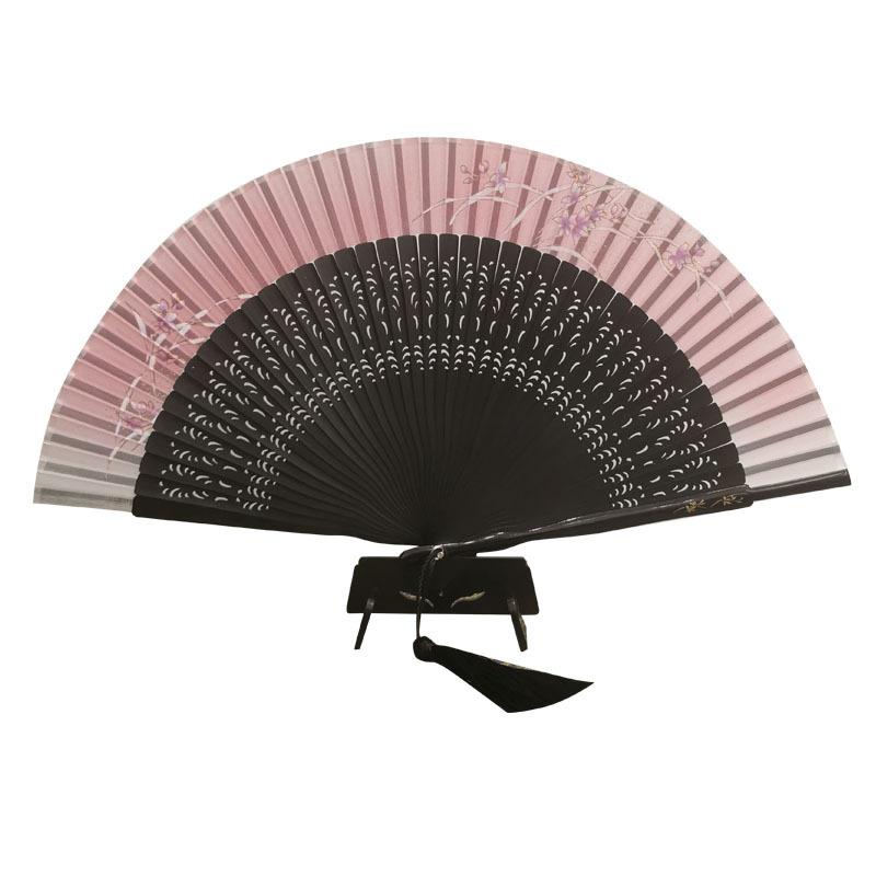 扇子 レディース 中国風 古風 細幅 折りたたみ 絹扇 ダンス用 携帯用 竹製 透かし彫り 花柄 蝶柄 竹柄 ..