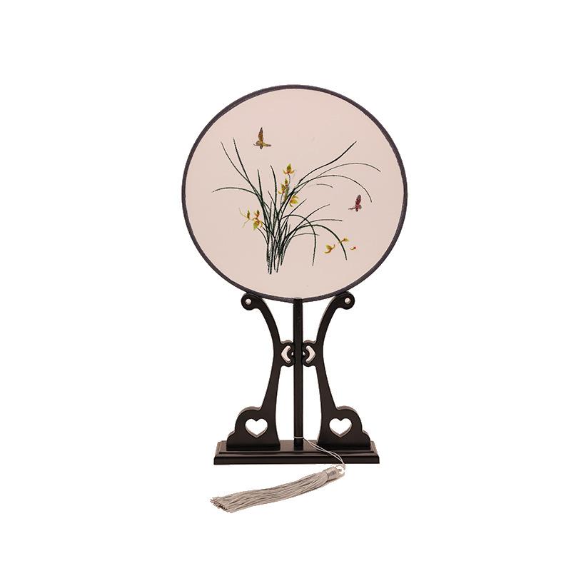 うちわ 団扇 子供用 女の子 刺繡 蘇州刺繍 中国風 漢服向け 絹製 円形 布製 木骨 片面刺繡 高級感 花柄..