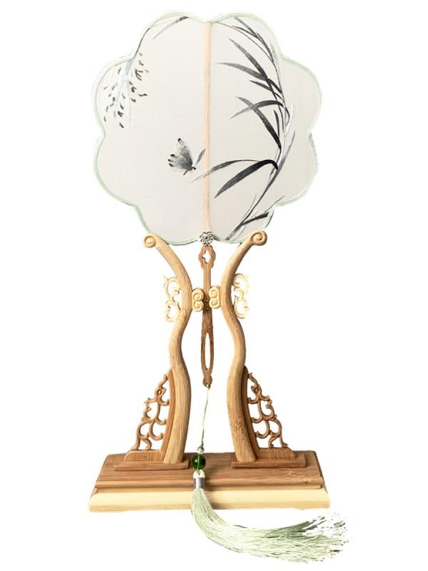 団扇 うちわ 中国風 古風 レトロ 和風 伝統 蘇州刺繍 豪華刺繍 綾絹 シルク 上品 優雅 円形 丸型 夏 漢..