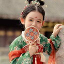 うちわ 団扇 キッズ 女の子 かわいい 中国風 漢服 刺繍 竹製 丸うちわ 団扇 掌中扇 正月 祭り イベント 漢服 馬面スカート アクセサリー レトロ調 小型 赤 青