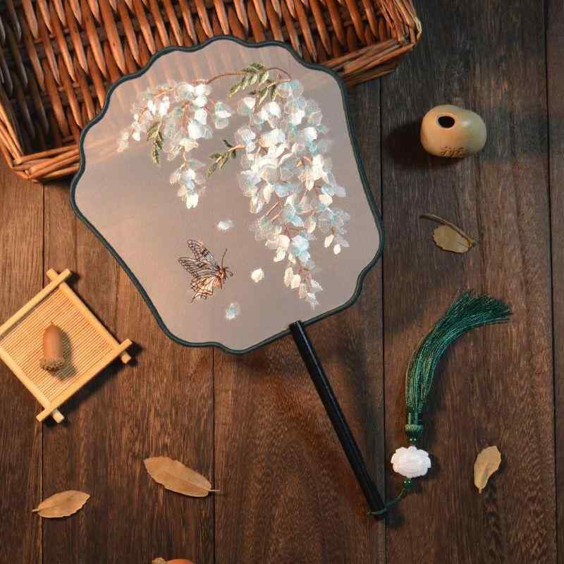 うちわ 両面刺繍 蘇州刺繍 古風 中華風 鳳凰 花柄 団扇 舞扇 漢服用 踊り用 普段使い イベント コスプ..