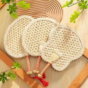 うちわ 団扇 子供 ベビー 赤ちゃん用 手編み ハンドメイド レトロ 昔ながらの 家庭用 普段使い 丈夫 耐久性 木製 芭蕉 円形 丸型 タッセル付き 大判 小型 春夏 和風 アジアンテイスト 涼しい 夏対策 熱中症対策
