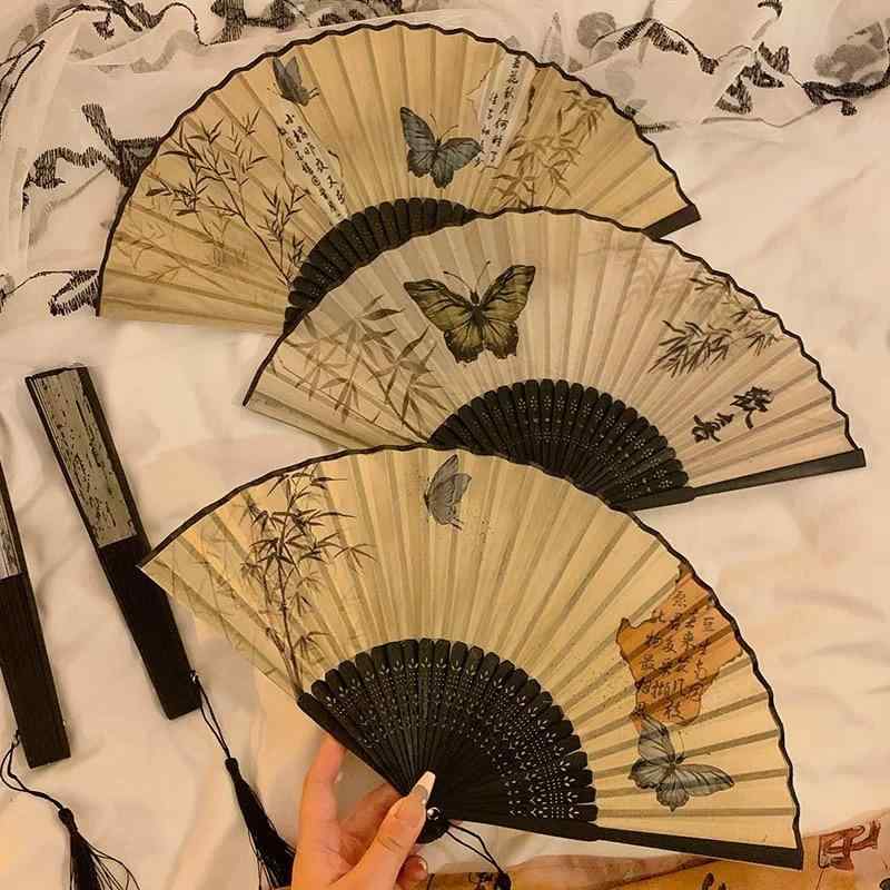 扇子 和風 レトロ 折りたたみ式 竹製 携帯用 蝶々柄 おしゃれ 中華風 クラシック 美しいデザイン 飾り..