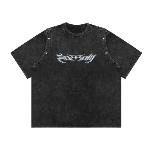 Tシャツ メンズ ウォッシュ加工 アルファベット ロゴプリント 五分袖 クルーネック ゆったり オーバーサイズ コットン 綿100% ストリート カジュアル パンク ヒップホップ 夏物 トップス ウォッシュブラック Tシャツ メンズ ウォッシュ加工 アルファベット ロゴプリント 五分袖 クルーネック ゆったり オーバーサイズ コットン 綿100% ストリート カジュアル パンク ヒップホップ 夏物 トップス ウォッシュブラック