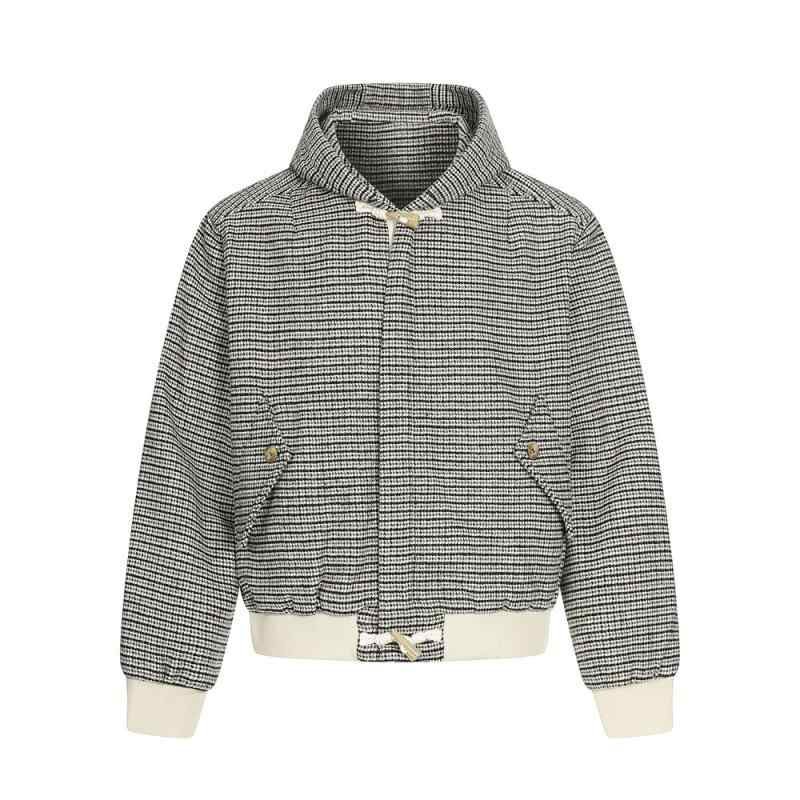 ・機能: 耐摩耗性・カテゴリ: ジャケット・ネックライン: ノーカラー・シルエット: ゆったり・開閉: ジッパー・フード付き・厚さ: 普通・柄: ストライプ・生地: 化学繊維混紡・主な素材: ポリエステル80%・裏地: ポリエステル100%・着用シーン: カジュアル・デザインディテール: ツイード調・裾デザイン: ストレートヘム・加工: ジャカード・着丈: レギュラー丈・ポケット: フラップポケット・袖丈: 長袖・カラー展開: ブラック、アプリコット・サイズ展開: S、M、L、XL・袖タイプ: レギュラー・性別: メンズ