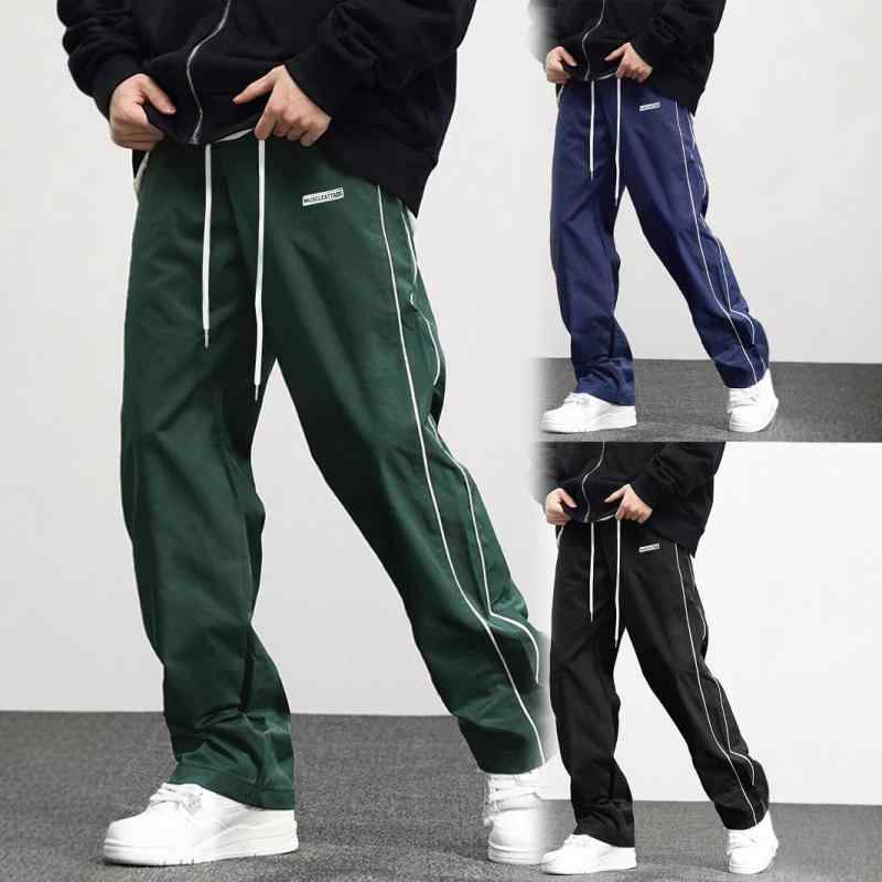 パンツ メンズ ジョガーパンツ 長ズボン カジュアル ストリート系 レトロ 欧米風 ポリエステル 織物 多ポケット ドローストリング ミッドライズ ブラック ネイビー ダークグリーン 春秋