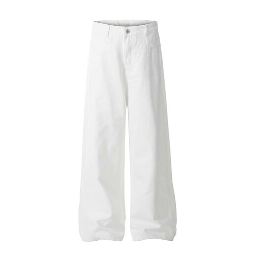 デニムパンツ メンズ ホワイト 白 無地 ルーズ ゆったり ストレートシルエット ハイストリート カジュアル 普段使い 着回し ベーシック コットン ウォッシュ加工 ロング丈 通年 デニムパンツ メンズ ホワイト 白 無地 ルーズ ゆったり ストレートシルエット ハイストリート カジュアル 普段使い 着回し ベーシック コットン ウォッシュ加工 ロング丈 通年