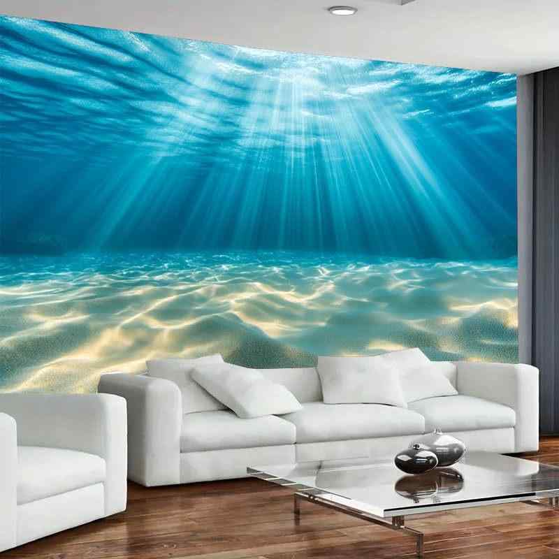 タペストリー 海底世界 深海 ディープブルー 海 オーシャン 壁掛け 陽光 砂利 神秘的な風景 ポリエステル 北欧風 リビング 寝室 部屋 ベッドルーム 装飾 ウォールアート 模様替え 洗える 癒し 幻想的