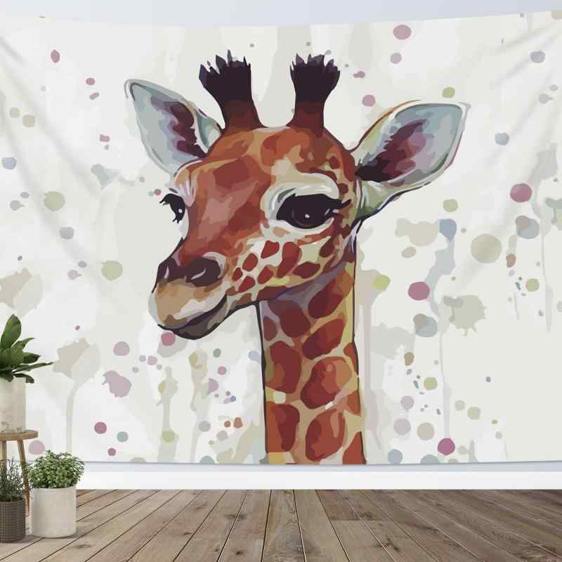 タペストリー 子供部屋 リビング 寝室 寮 キリン 動物柄 かわいい 水彩画風 壁掛け 北欧風 ポリエステル インテリア 背景布 ウォールデコレーション 丸洗い可能