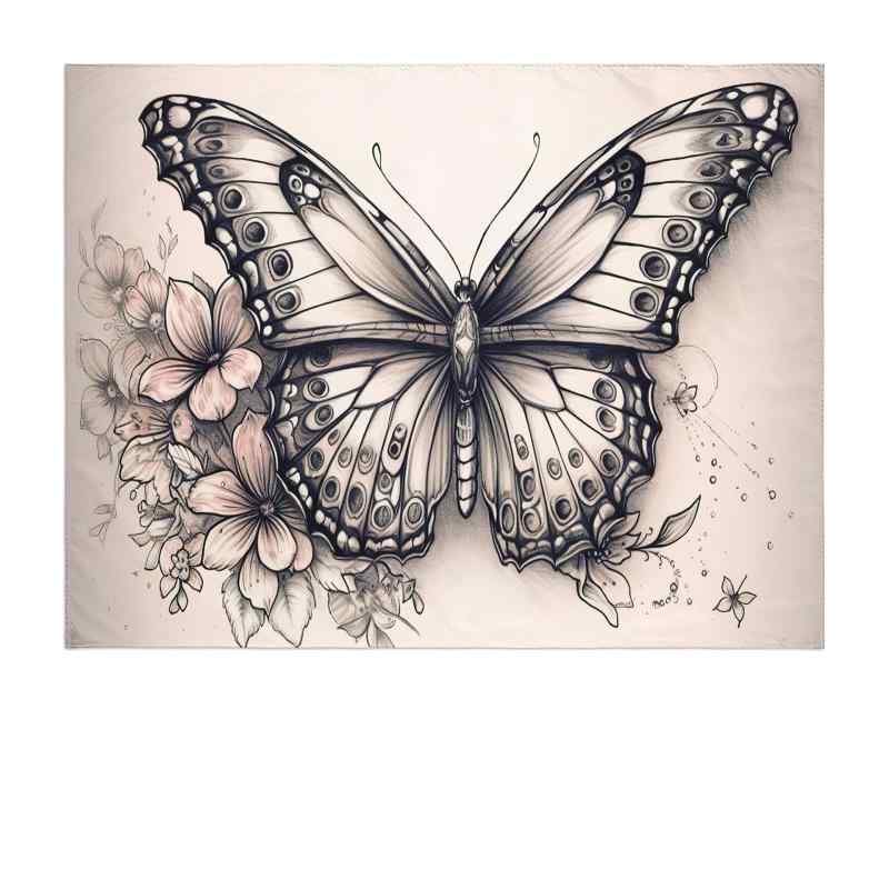 タペストリー モノトーン 蝶 タロット 月相 太陽 フラワー ウォールアート 長方形 ポリエステル 北欧 ..