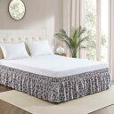 ベッドスカート アメリカン ライトグレー ヒョウ柄 アニマル柄 プリーツ フリル ゴム入り 単品 ベッドカバー ベッドスプレッド 寝具 インテリア モダン ホテルライク