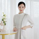 制服 ワンピース レディース エステティシャン 美容師 フットケアセラピスト 医療 介護 マタニティケア 施術着 高級感 上品 七分袖 吸湿速乾 ポリエステル 白 春秋(x2)