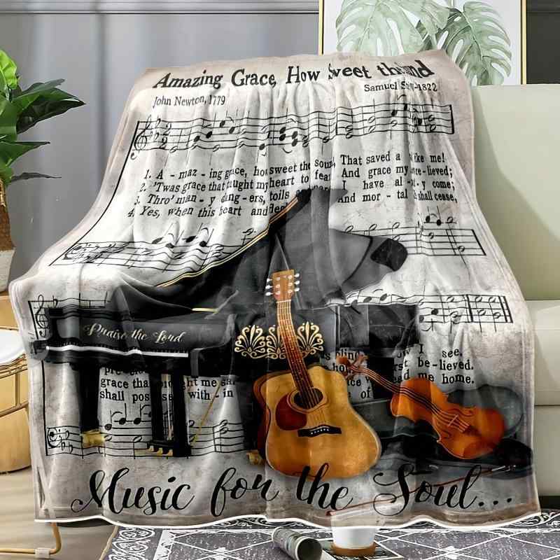 毛布 ピアノ 音楽 楽器柄 ブランケット フランネル ポリエステル ソファカバー ひざ掛け キャラクター ..