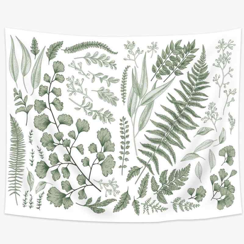 タペストリー ボタニカル柄 壁掛け ユーカリの葉 植物 おしゃれ シンプル ナチュラル レトロ ブラック ..