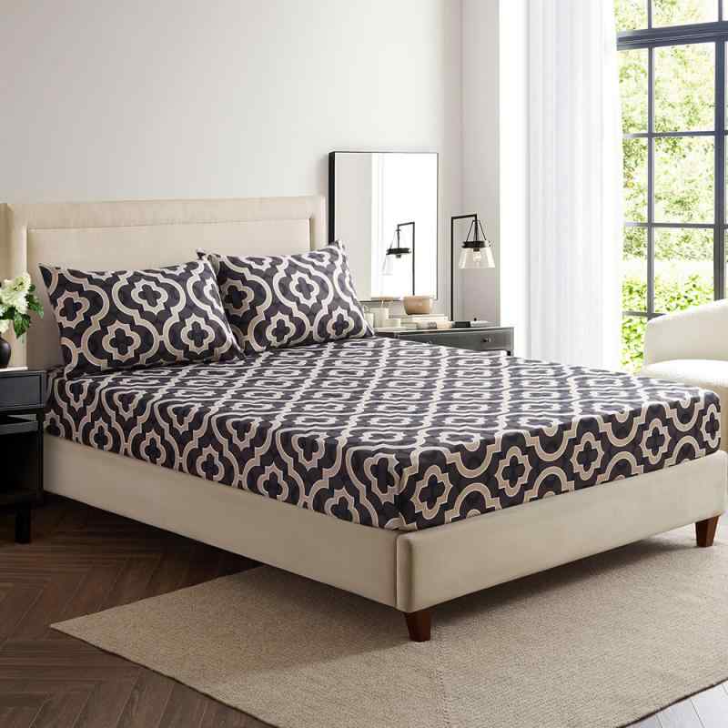 ボックスシーツ モロッコ 花柄 ダークカラー ポリエステル 3Dプリント ベッドカバー 敷き布団カバー 活..