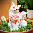 置物 九尾の狐 長毛 キツネ かわいい レジン製 防水 UVカット 耐候性 ガーデン 多肉植物 観葉植物用 鉢植え テラリウム 装飾 フィギュア マスコット 癒し