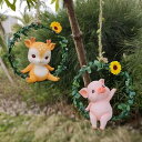 置物 かわいい 子豚 リラックス 癒し エコ樹脂製 吊り下げ ガーデン 庭 ベランダ 部屋 オーナメント キャラクターオブジェ