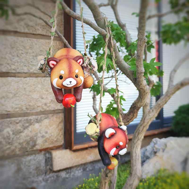 オーナメント かわいい 赤色 くま ブランコ 吊り飾り 樹脂製 庭 ガーデン ベランダ バルコニー リビン..
