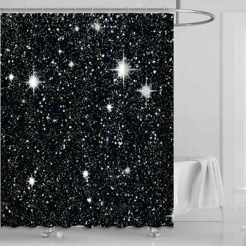 シャワーカーテン 宇宙 星空 銀河 幻想的な夜空 プラネタリウム風 ポリエステル バスルーム 浴室 お風呂 間仕切り 目隠し モダン おしゃれ デザイン