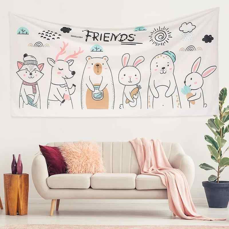 タペストリー かわいい キャラクター アニマル柄 野生動物 壁掛け リビングルーム 寝室 子供部屋 書斎 ..