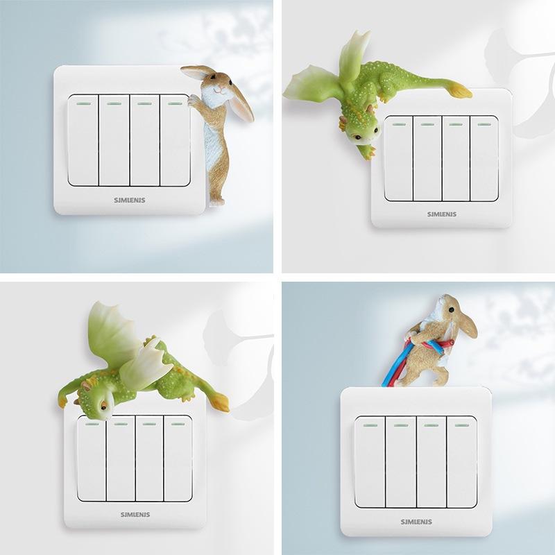 スイッチカバー コンセントカバー アニマル 3D ウサギ 恐竜 カエル キャラクター メルヘン インテリア..