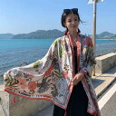 ストール レディース 春夏 大判 花柄 UVカット ショール ビーチ リゾート 旅行 日焼け対策 ロング丈 パレオ スカーフ おしゃれ ポリエステル 冷房対策 ピンク ブラウン ブルー(x2)