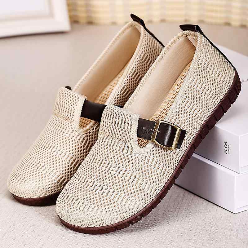 シューズ レディース 女性用 ママ 中高年 軽量 通気性 ソフトソール 疲れにくい スリッポン 手編み 春夏 布製 カジュアル フライニット メッシュ ウォーキング 普段使い ローカット フラットヒール ラウンドトゥ 浅履き(4)