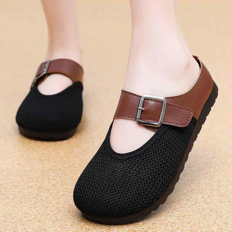 サボシューズ サンダル レディース 女性用 フライニット メッシュ つま先保護 ボルケン風 スリッポン ミュール 外履き カジュアル 普段使い 春夏 通気性 滑り止め 耐摩耗性