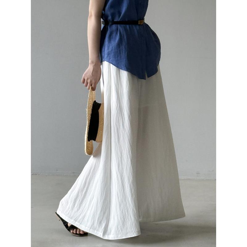 カジュアルパンツ レディース ワイドパンツ フレアパンツ リラックス ゆったり ハイウエスト テンセル リネン 麻 レーヨン 薄手 夏 きれいめ ルーズスタイル
