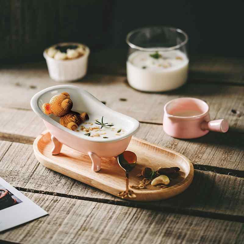 木製トレイ アフタヌーンティー ケーキ デザートプレート 天然木製 ラバーウッド 長方形 和モダン おしゃれ 多機能 スイーツ フルーツ 盛り付け 食卓 カフェ(x2)