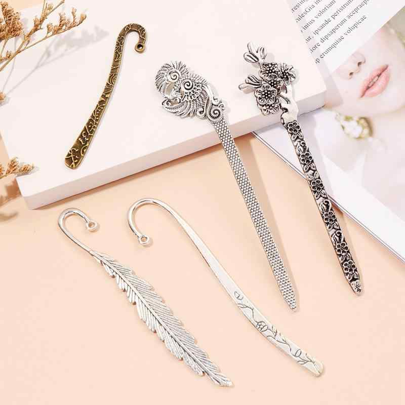 ブックマーク 羽根モチーフ 金属製 アンティーク調 中国風 学生用 文房具 かわいい おしゃれ しおり 読書 勉強 プレゼント ギフト セット