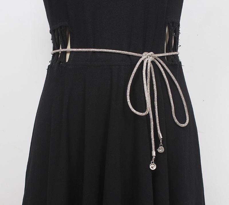 ベルト レディース ラインストーン飾り 細ベルト ウエストチェーン コート ワンピース ドレス用 シルバー フォーマル カジュアル