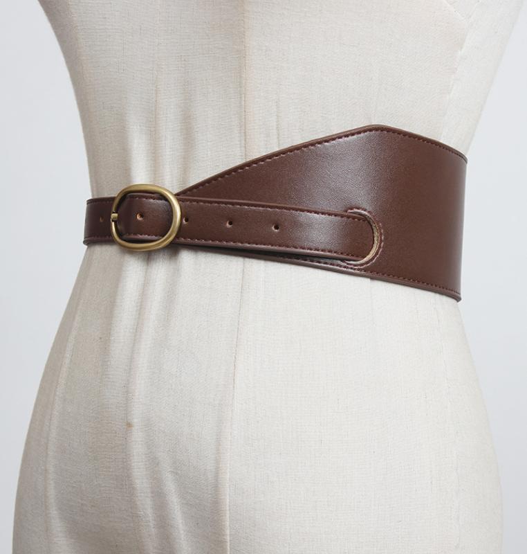 ウエストベルト レディース フェイクレザー 幅広 太め ウエストマーク ウエストシェイプ 細見え 無地 ..