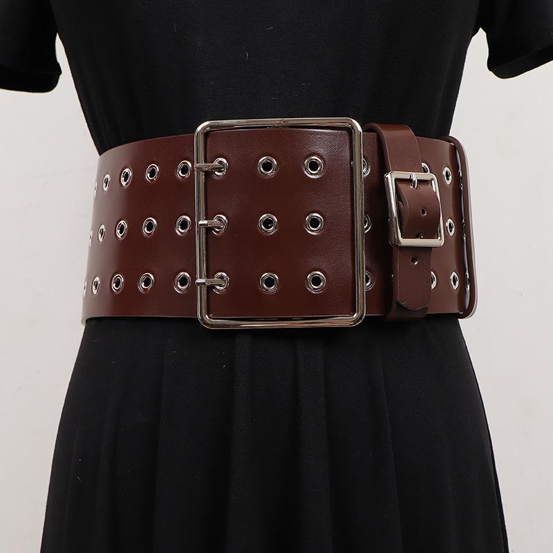 ベルト レディース 本革 牛革 ピンバックル 合金 シンプル 幅広 ワイド ブラック ワンピース スカート ..