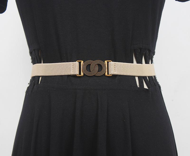 ベルト レディース 細ベルト ウエストマーク ストレッチ ゴムベルト シンプルデザイン ファブリック素..