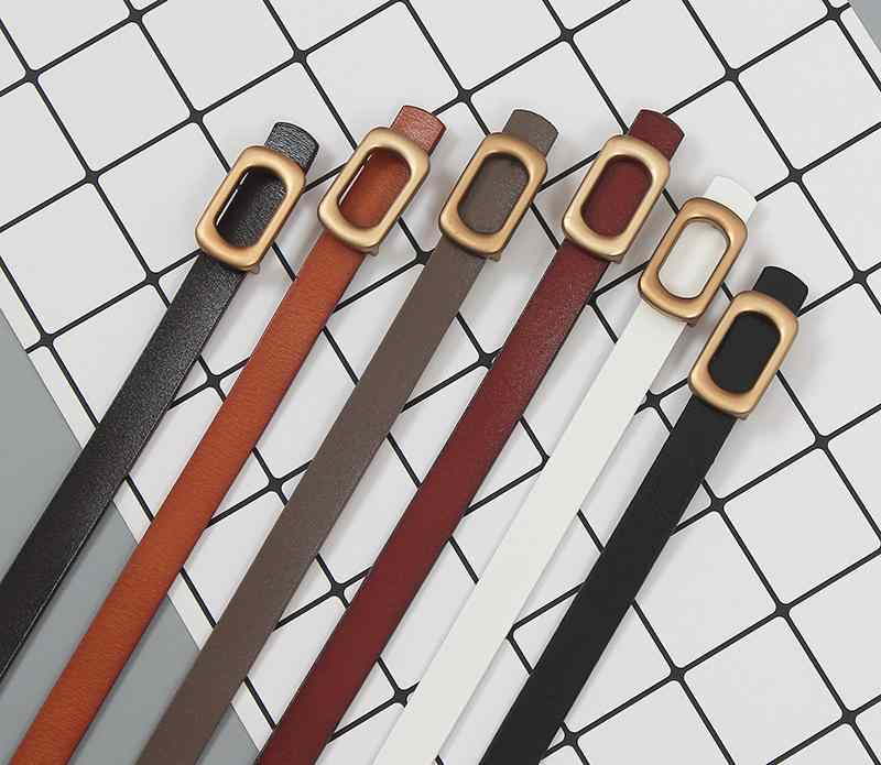 ベルト レディース 本革 レザー 牛革 細ベルト ウエストマーク レトロ ヴィンテージ デニム ジーンズ パンツ スカート カジュアル シンプル 万能 着回し ブラウン