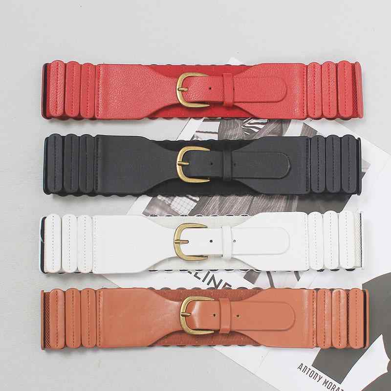 ウエストマークベルト レディース 女性用 レトロ ヴィンテージ 合成皮革 伸縮性 ストレッチ ウエストシェイプ 細見え 細身 太め ピンバックル コート ワンピース 黒 赤 白 キャメル