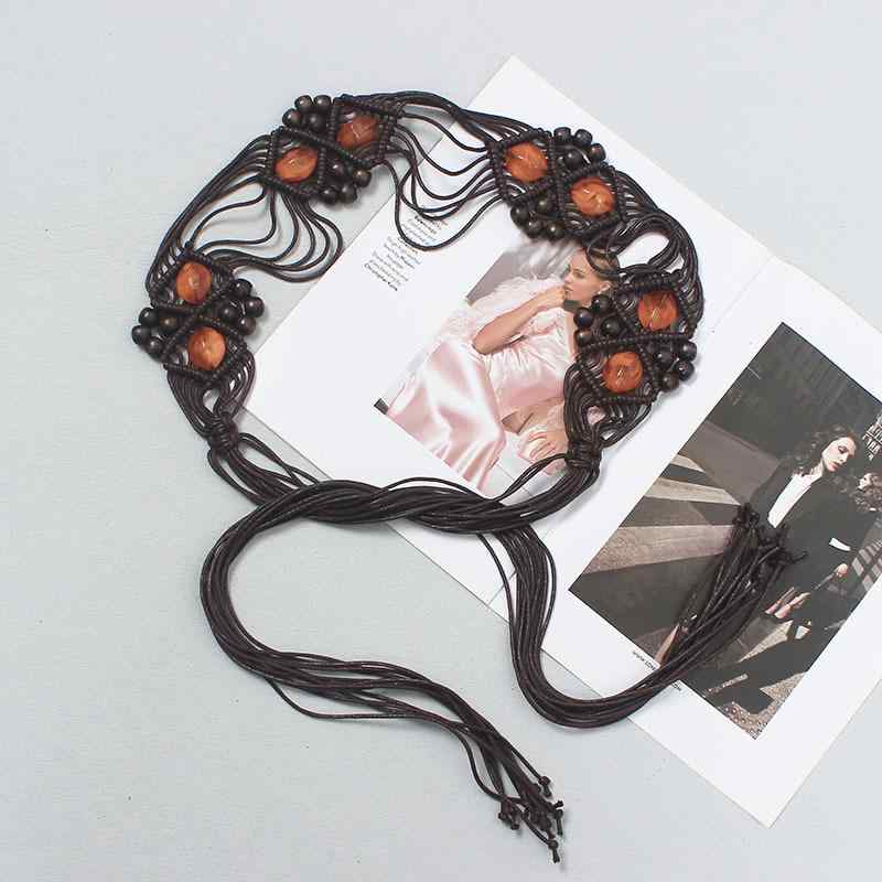 ベルト レディース ボヘミアン エスニック 手編み フリンジ ウエストチェーン ドレス スカート カジュ..