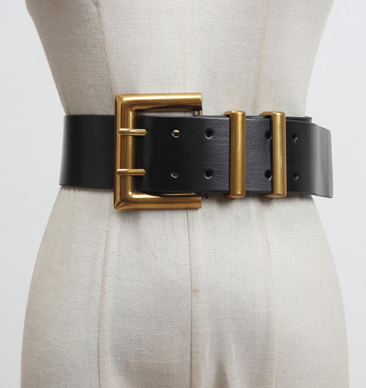 ベルト レディース 本革 牛革 幅広 ワイド ウエストマーク レトロ ヴィンテージ 極太 黒 スカート ワンピース コート アウター 装飾 ファッション小物 アクセント 万能 着回し 普段使い