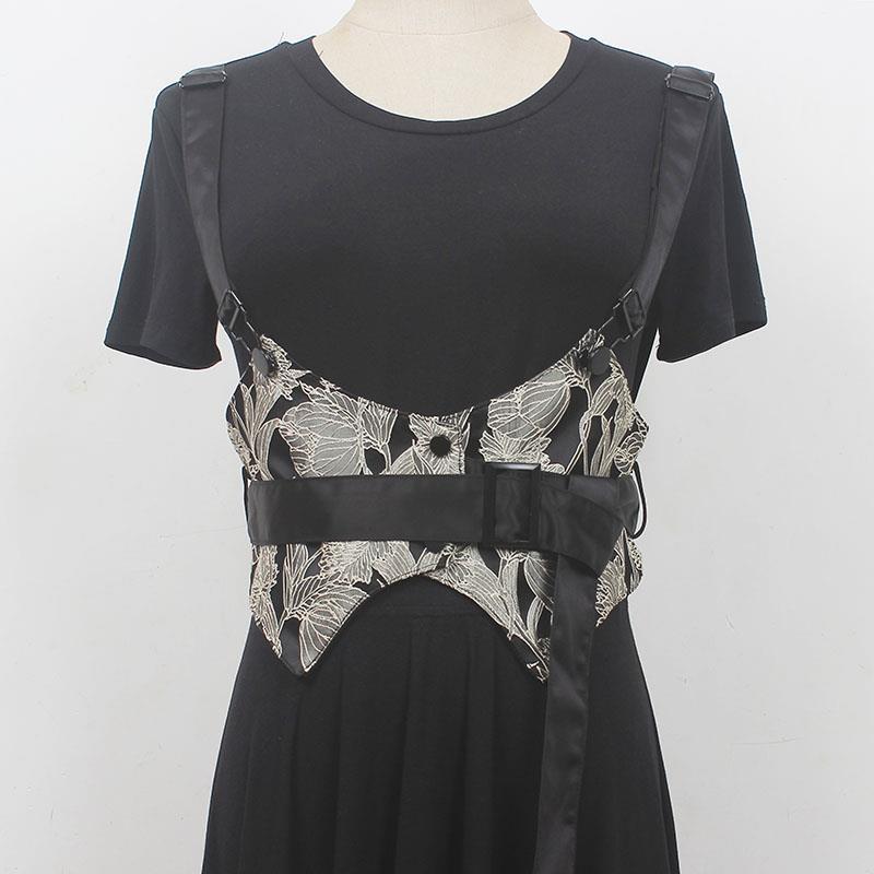 漢服 レディース 明朝風 改良 日常使い アウター オリジナル ブラック ウエストベルト ポケット付き 馬..