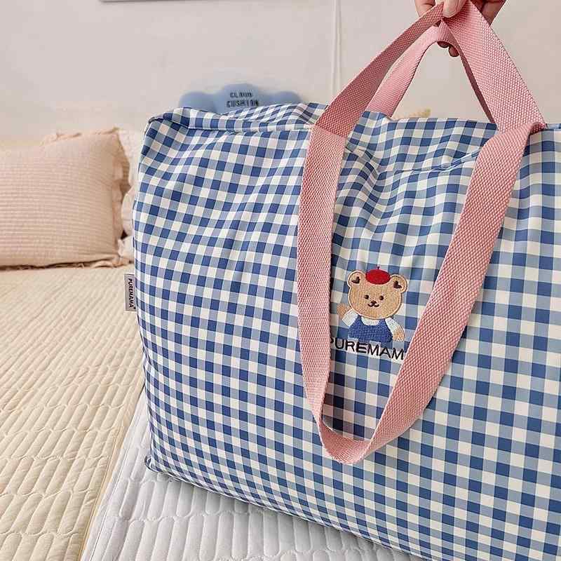 収納バッグ ベビー キッズ 子供用 衣類 布団 寝具 大容量 幼稚園 旅行 お泊り 整理整頓 クマ柄 チェッ..