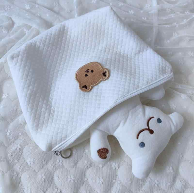 おむつポーチ マザーズバッグ 刺しゅう クマ柄 チェック柄 多機能 ベビー用品収納 出産準備 旅行用 整..