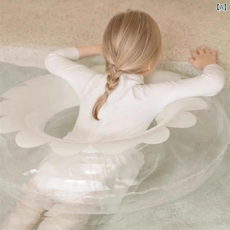 浮き輪 キッズ 韓国風 透明 花柄 PVC 厚手 環境に優しい 安全 プール 水遊び スイミング ビーチ 海水浴 アームリング 腕浮き輪 フロート 夏 サマー 2