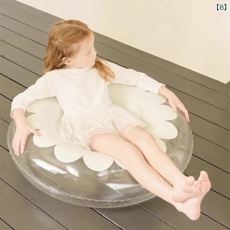 浮き輪 キッズ 韓国風 透明 花柄 PVC 厚手 環境に優しい 安全 プール 水遊び スイミング ビーチ 海水浴 アームリング 腕浮き輪 フロート 夏 サマー 3