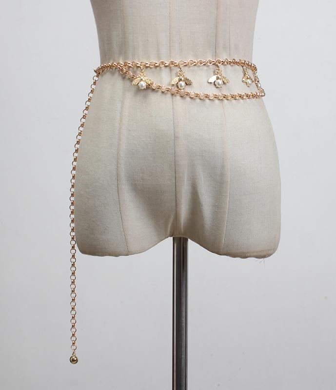 チェーンベルト レディース 女性用 パール メタル 細身 多用途 個性的 ゴールド シルバー フェミニン エレガント 高級感 ファッション..