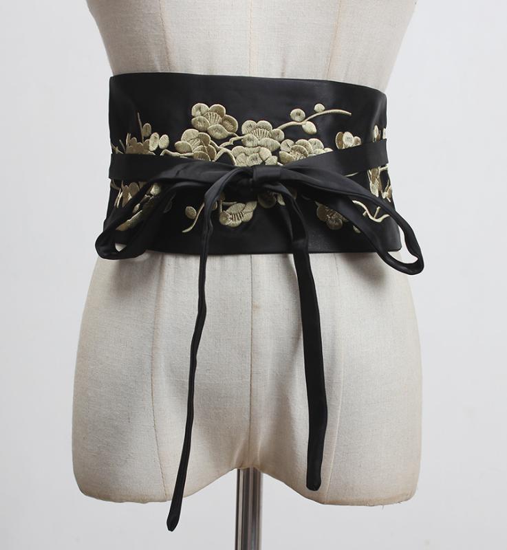 ベルト ウエストマークコルセット レディース 刺繍 レトロ チャイナ風 編み上げ サテン ウエストマーク 細見え ワンピース ドレス スカート用 エレガント 春夏