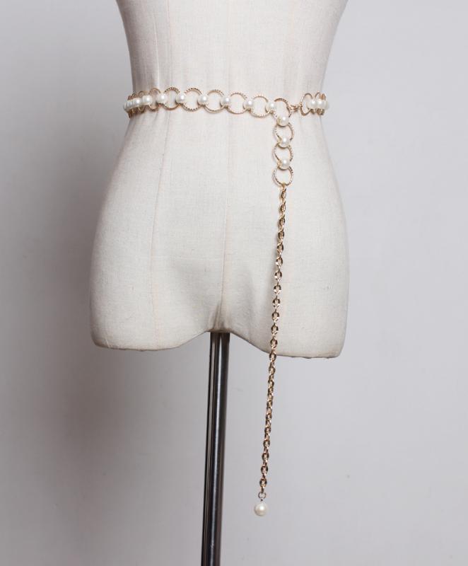 ウエストチェーン レディース 女性用 パール パール メタル ウエストベルト シンプル エレガント 上品 ..