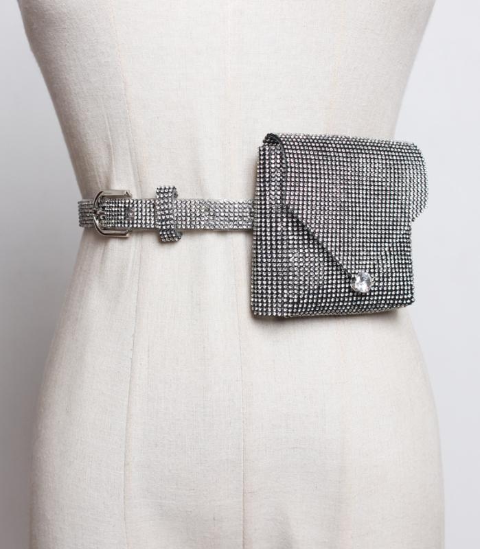 ウエストバッグ レディース ミニ キラキラ ラインストーン クリア PVC素材 チェーンストラップ ウエス..