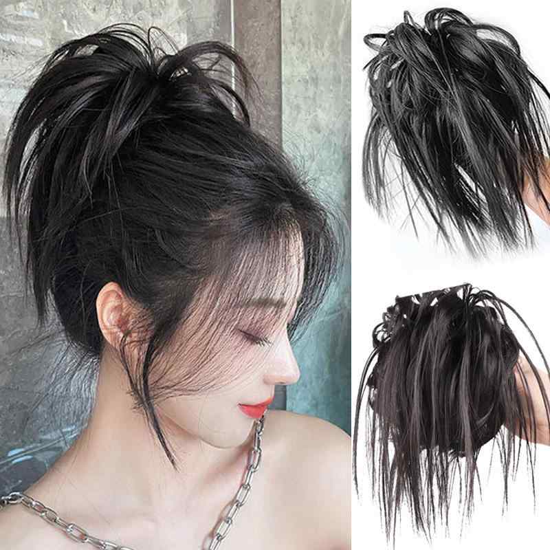 ウィッグ レディース お団子ウィッグ シニヨン ふわふわ ボリューム ルーズ 無造作 バンスクリップ ギ..