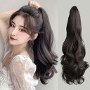 ウィッグ レディース 女性用 ポニーテール つけ毛 クリップ式 ハイポニー ロング カール 自然 リアル 耐熱ファイバー インフルエンサー ナチュラルブラック ダークブラウン ライトブラウン ブラックブラウン 茶色系